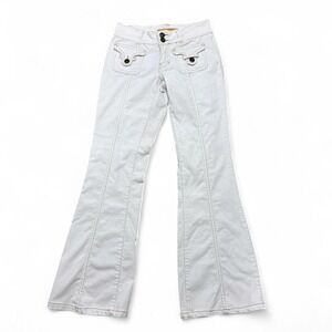 VTG Twill Twenty Two White low rise flare corduroy pants front pocket Size 26